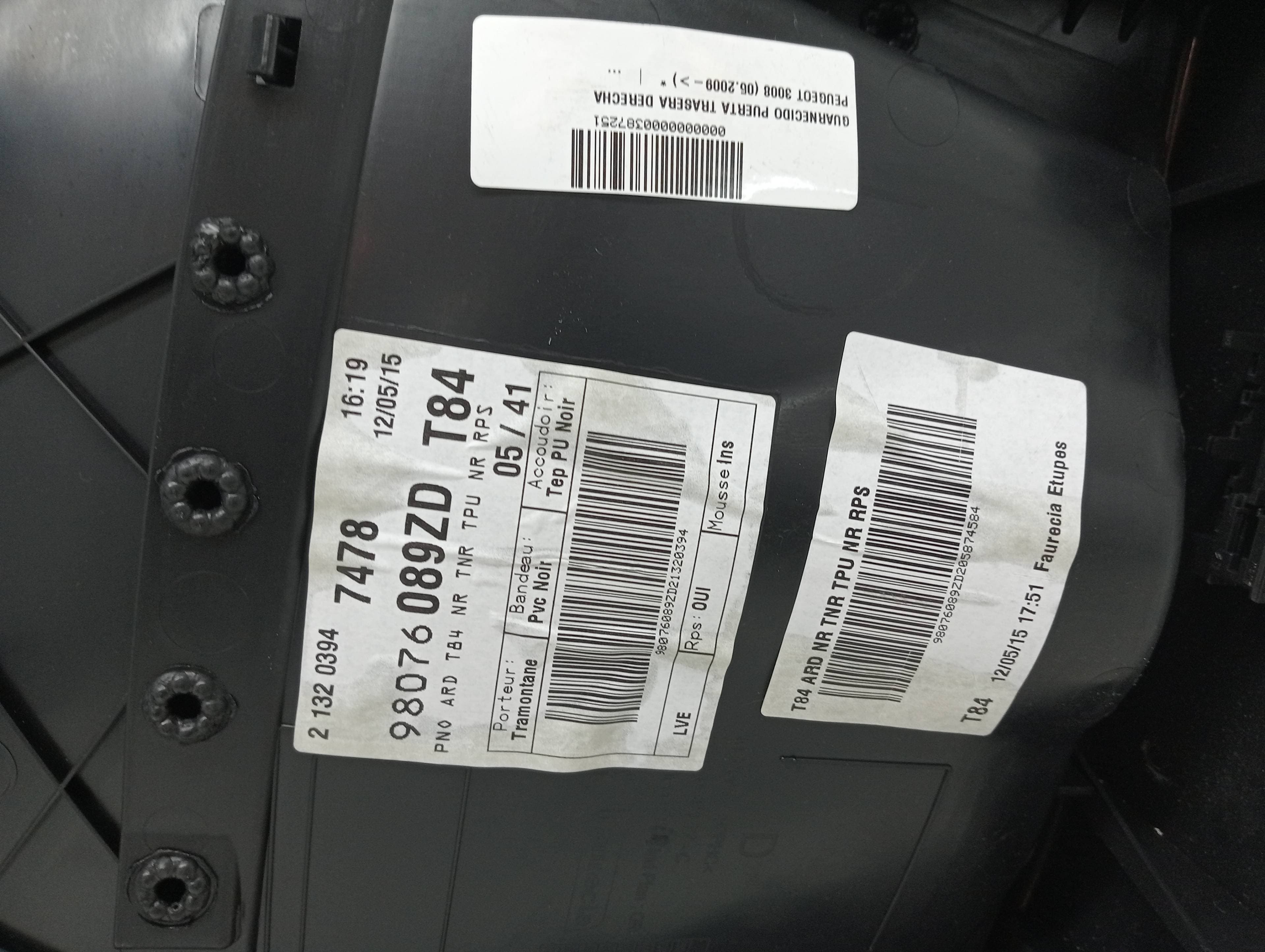 Guarnecido puerta trasera derecha PEUGEOT 3008 3