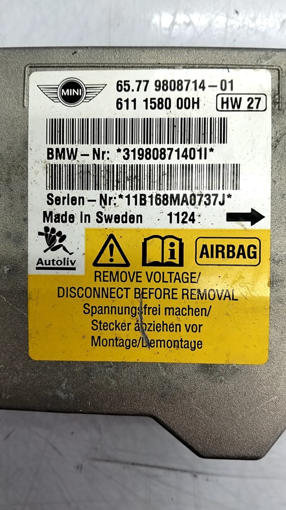 Centralita airbag MINI (R56)