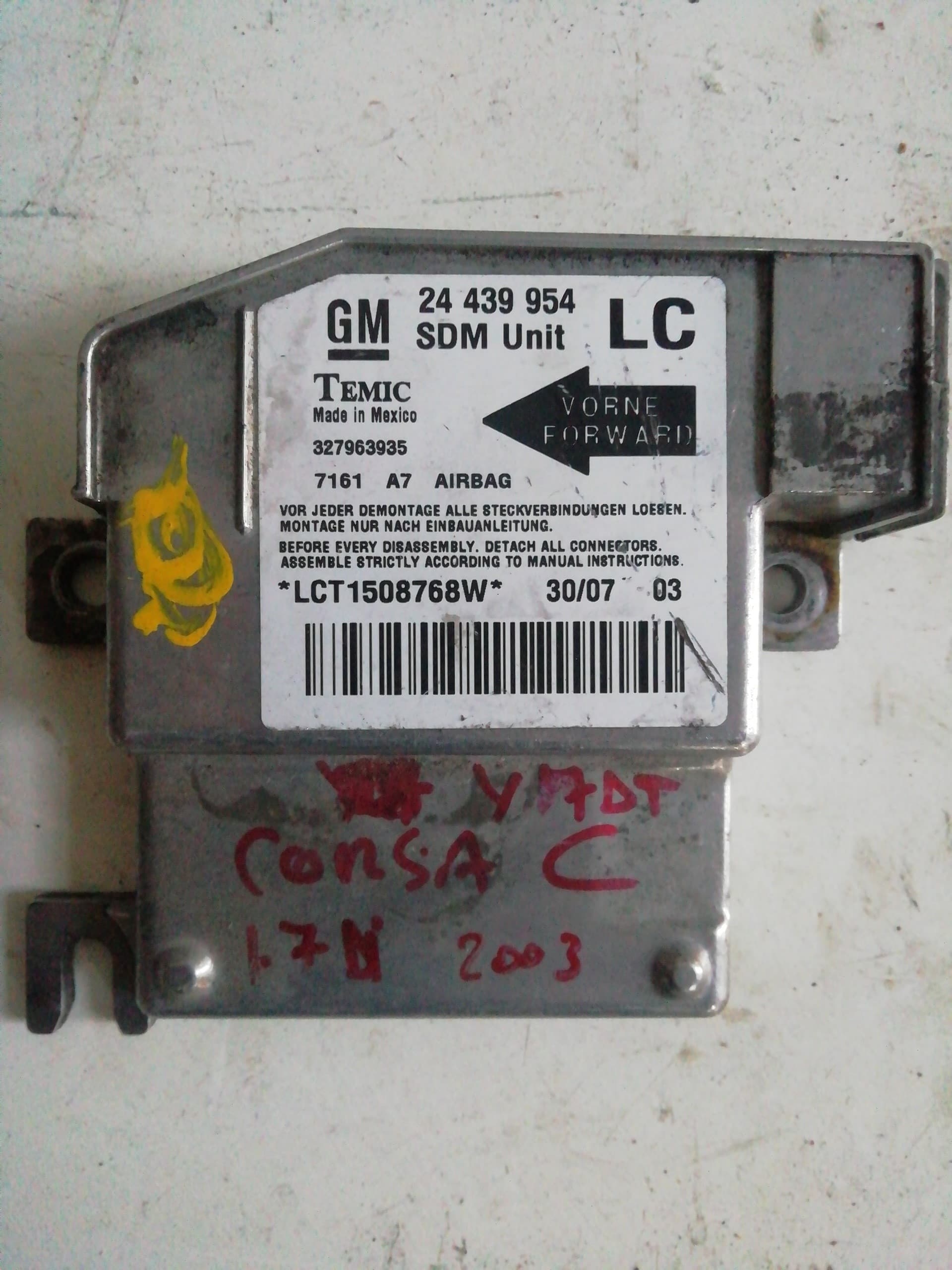 Centralita airbag OPEL COMBO (CORSA B)