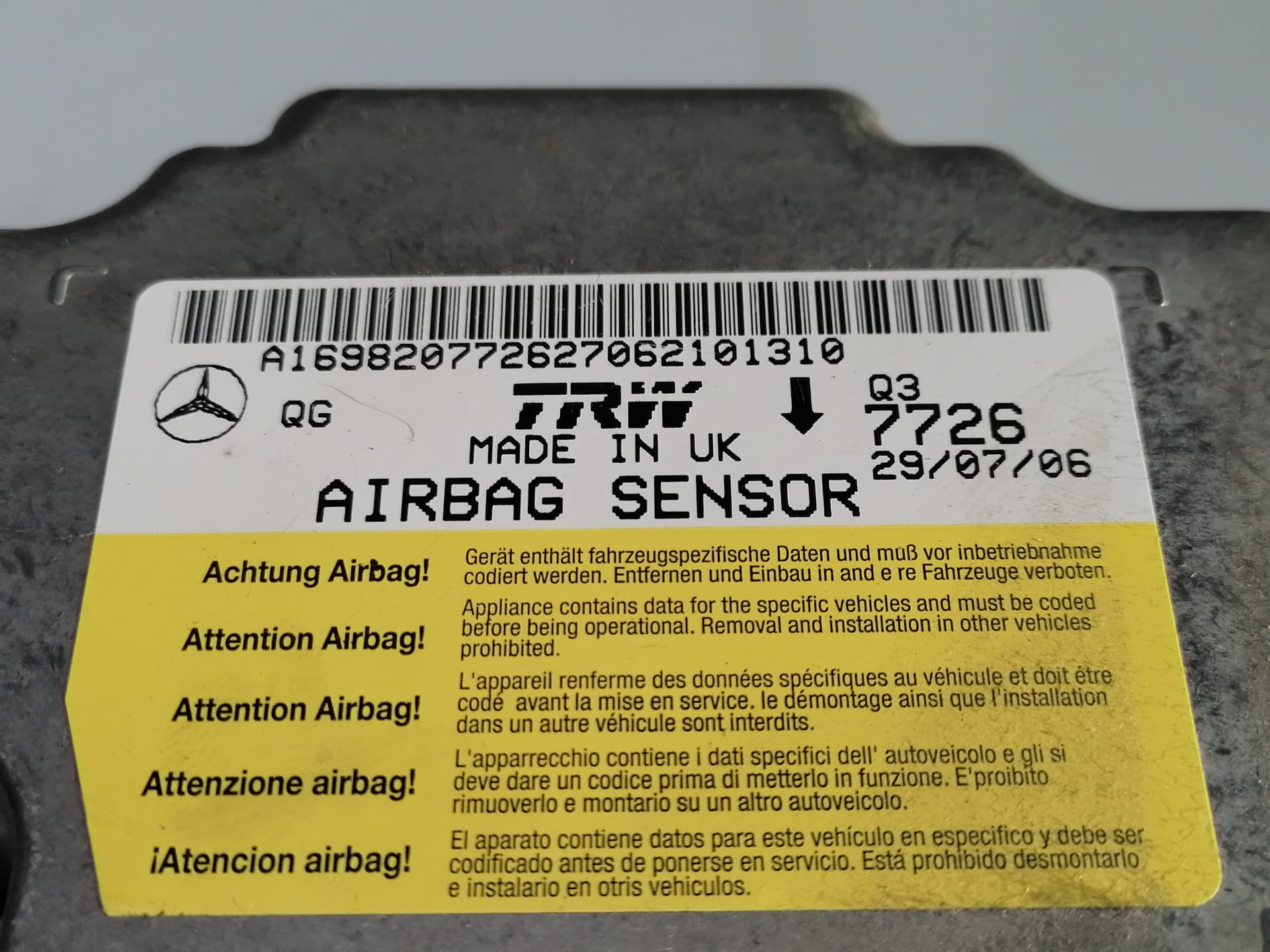 Centralita airbag MERCEDES-BENZ CLASE A (W176) 2