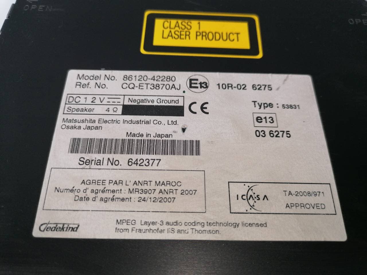 Sistema audio / radio cd TOYOTA RAV 4 (A3) 3