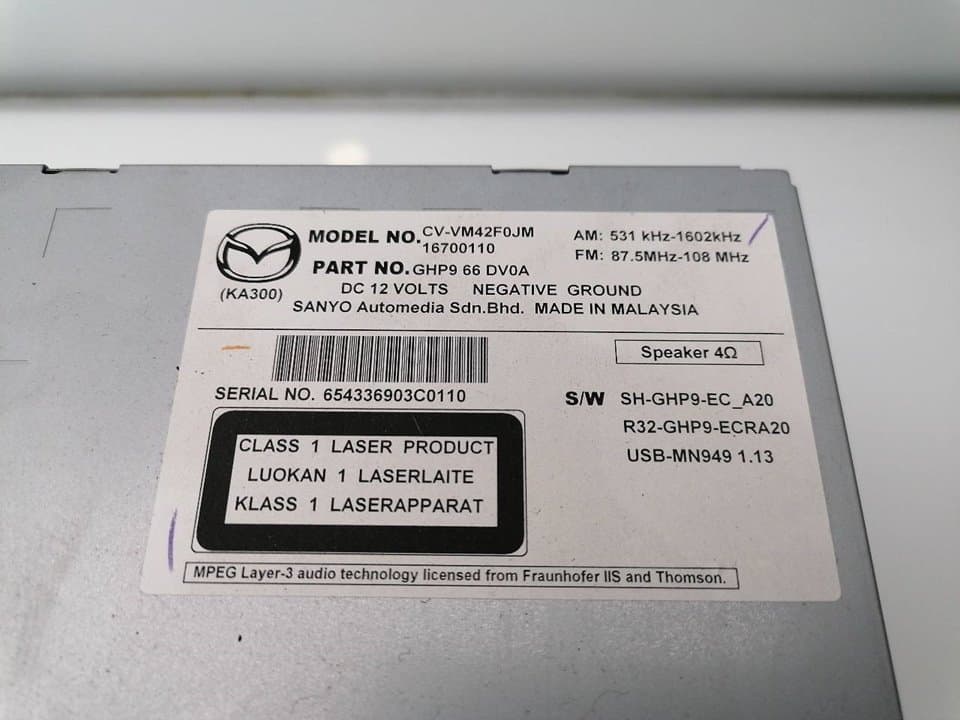 Sistema audio / radio cd MAZDA 6 BERLINA (GG) 5