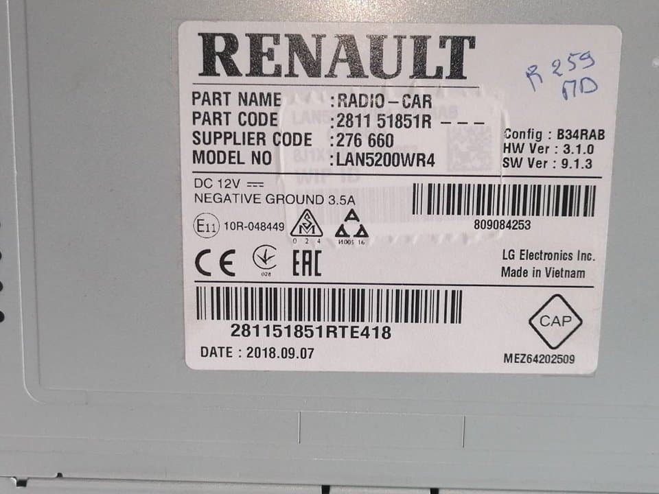 Sistema audio / radio cd DACIA SANDERO 3