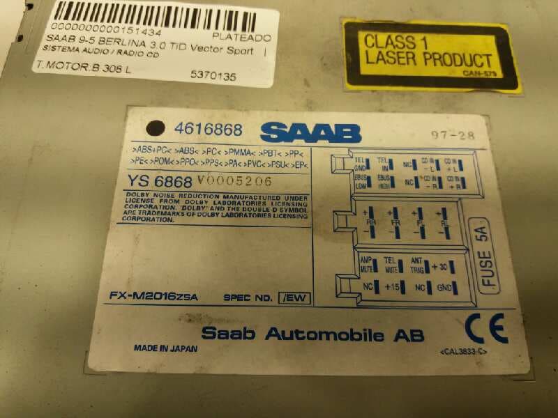 Sistema audio / radio cd SAAB 9-3 BERLINA 2