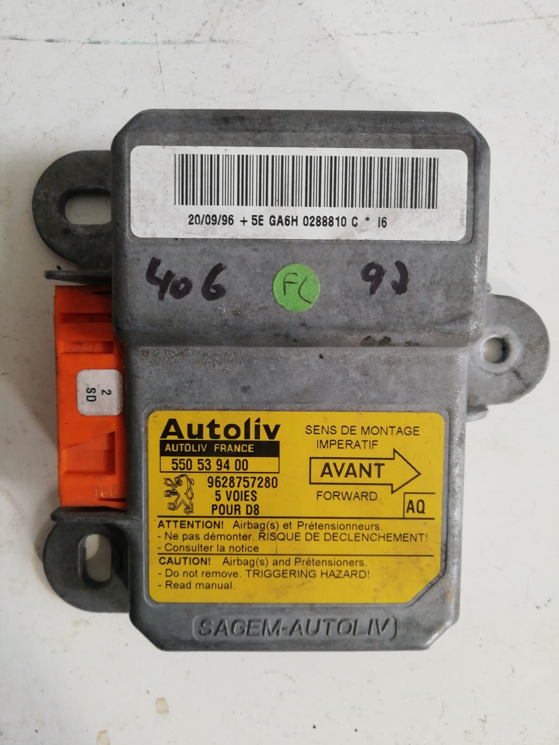 Centralita airbag PEUGEOT 406 BERLINA (S1/S2)