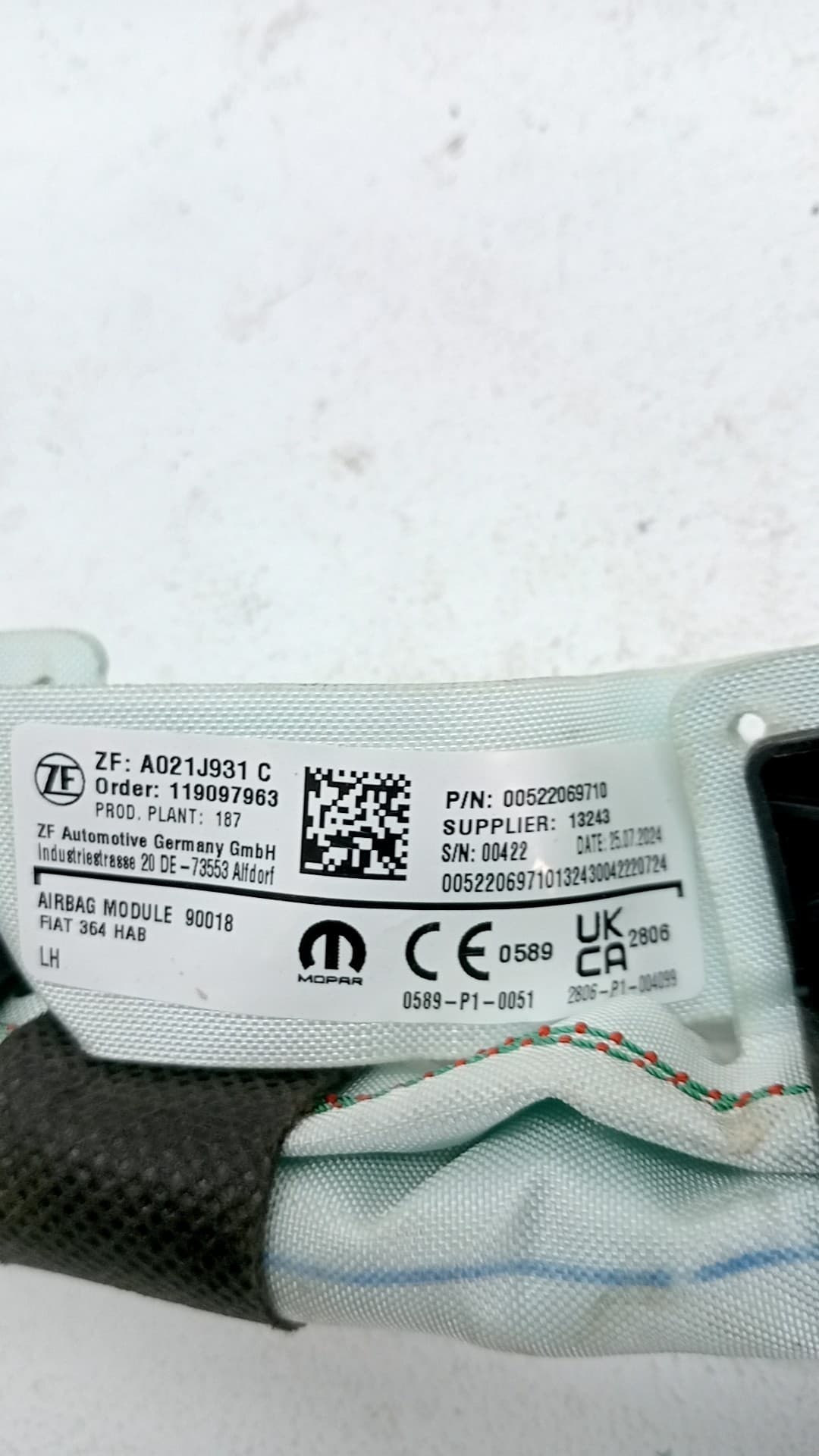 Airbag cortina delantero izquierdo FIAT 600E / 600 (365_, 364_) 3