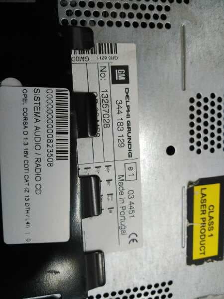 Recambio de SISTEMA AUDIO / RADIO CD para OPEL CORSA D 1.3 16V CDTI CAT (Z 13 DTH / L4I) referencia OEM IAM 344183129 2