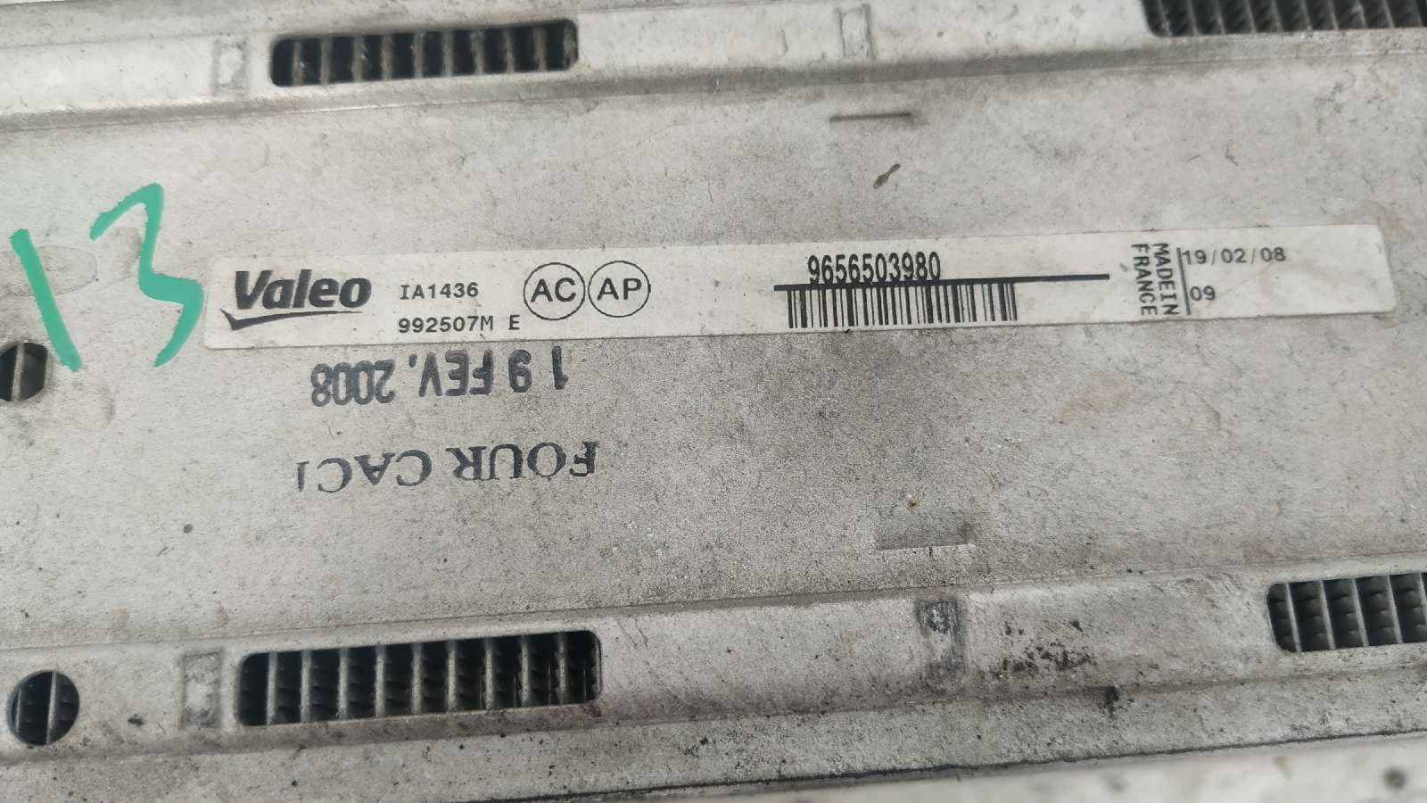 Recambio de INTERCOOLER para CITROEN C4 GRAND PICASSO 9HZ referencia OEM IAM 9656503980   - DORADO 2