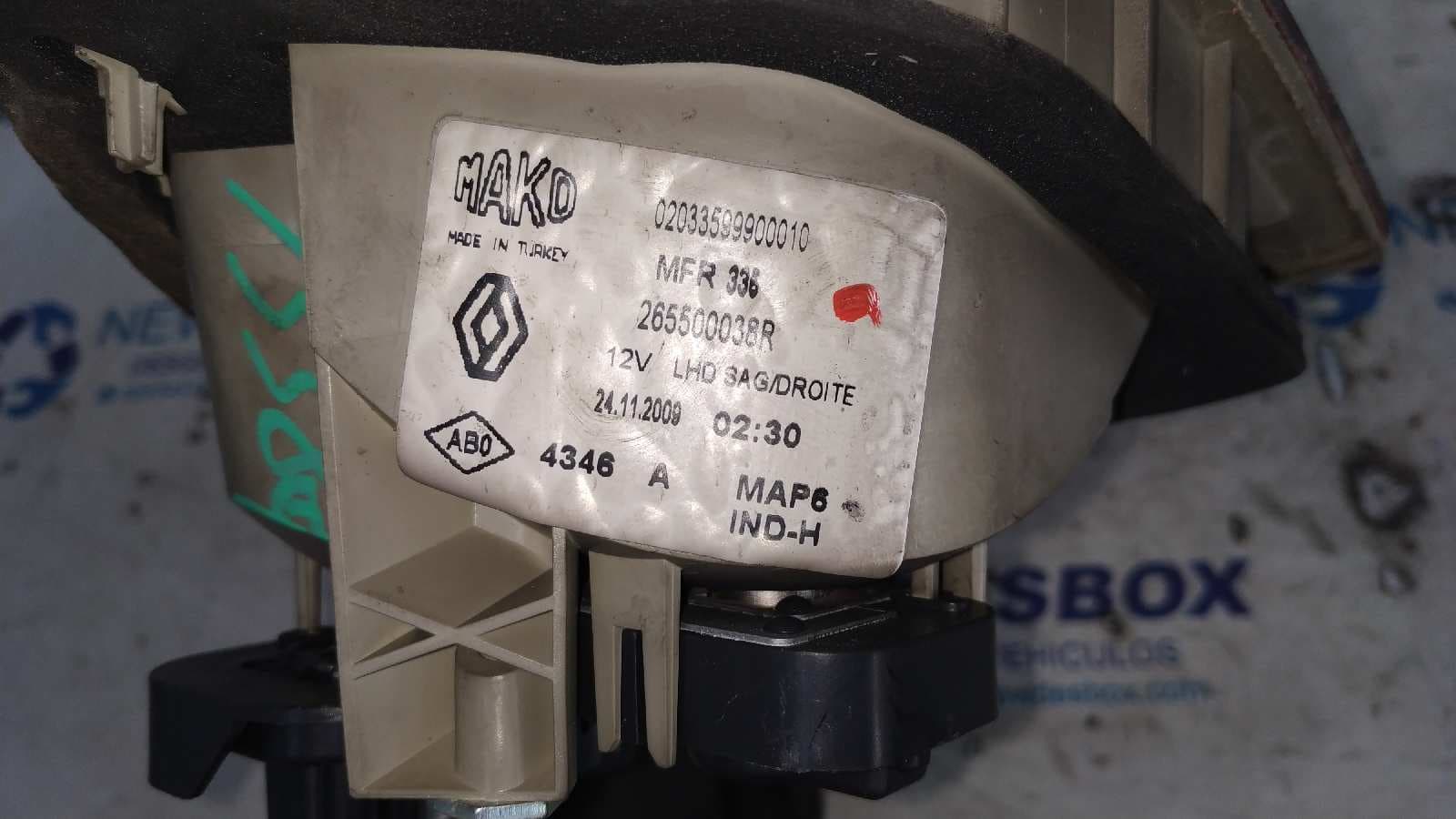 Recambio de PILOTO PORTON DERECHO para RENAULT FLUENCE Dynamique K9KG8 referencia OEM IAM 265500038R   - BLANCO 3