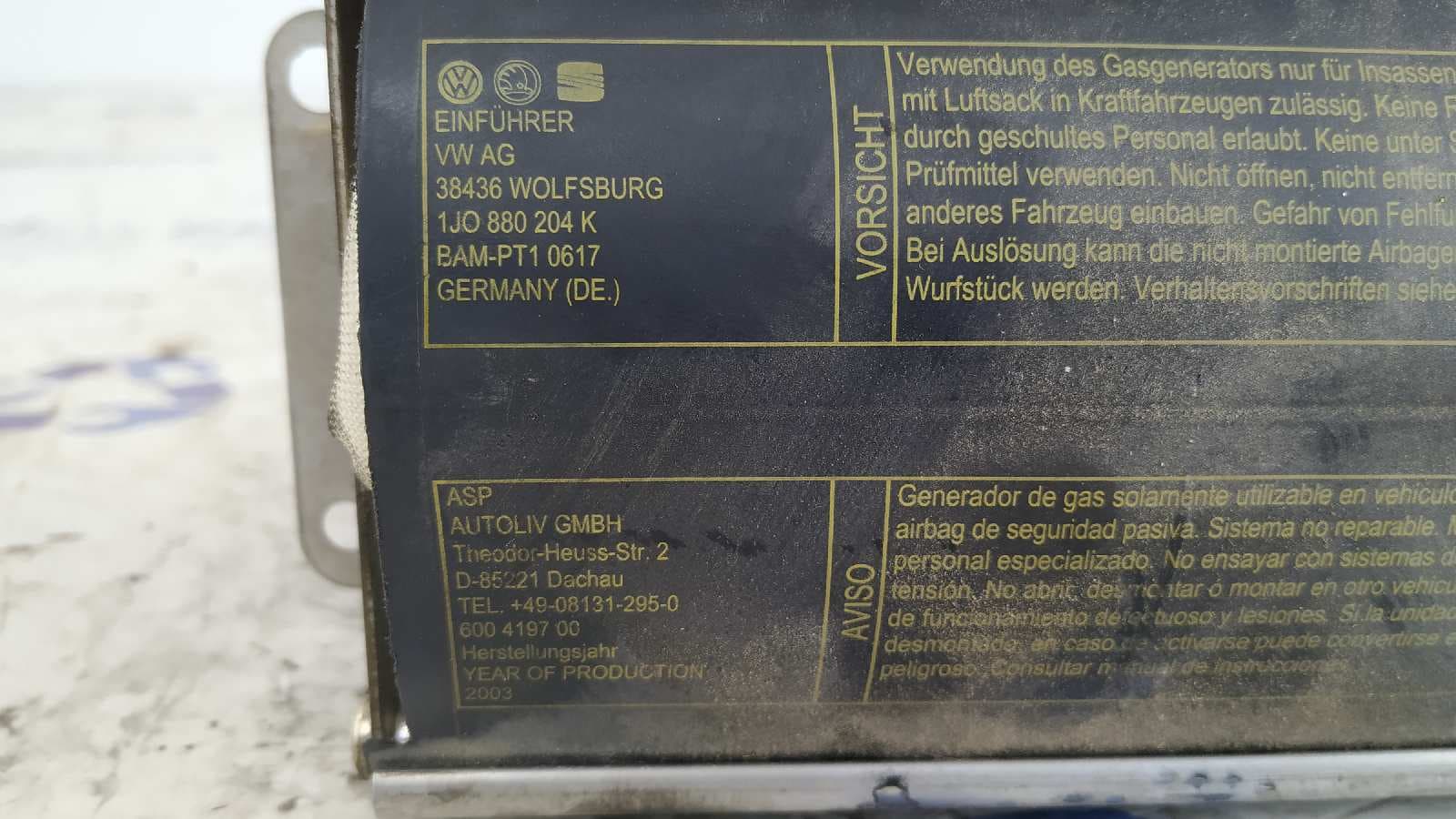 Recambio de AIRBAG DELANTERO DERECHO para VOLKSWAGEN GOLF IV BERLINA (1J1) ALF referencia OEM IAM 1J0880204K   - AZUL 7
