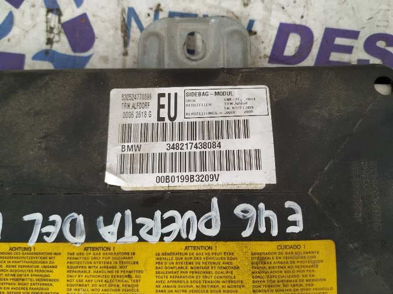 Recambio de AIRBAG DELANTERO DERECHO para BMW SERIE 3 COUPE (E46) 2.5 24V M54256S5 referencia OEM IAM 34821738984   - DORADO 3