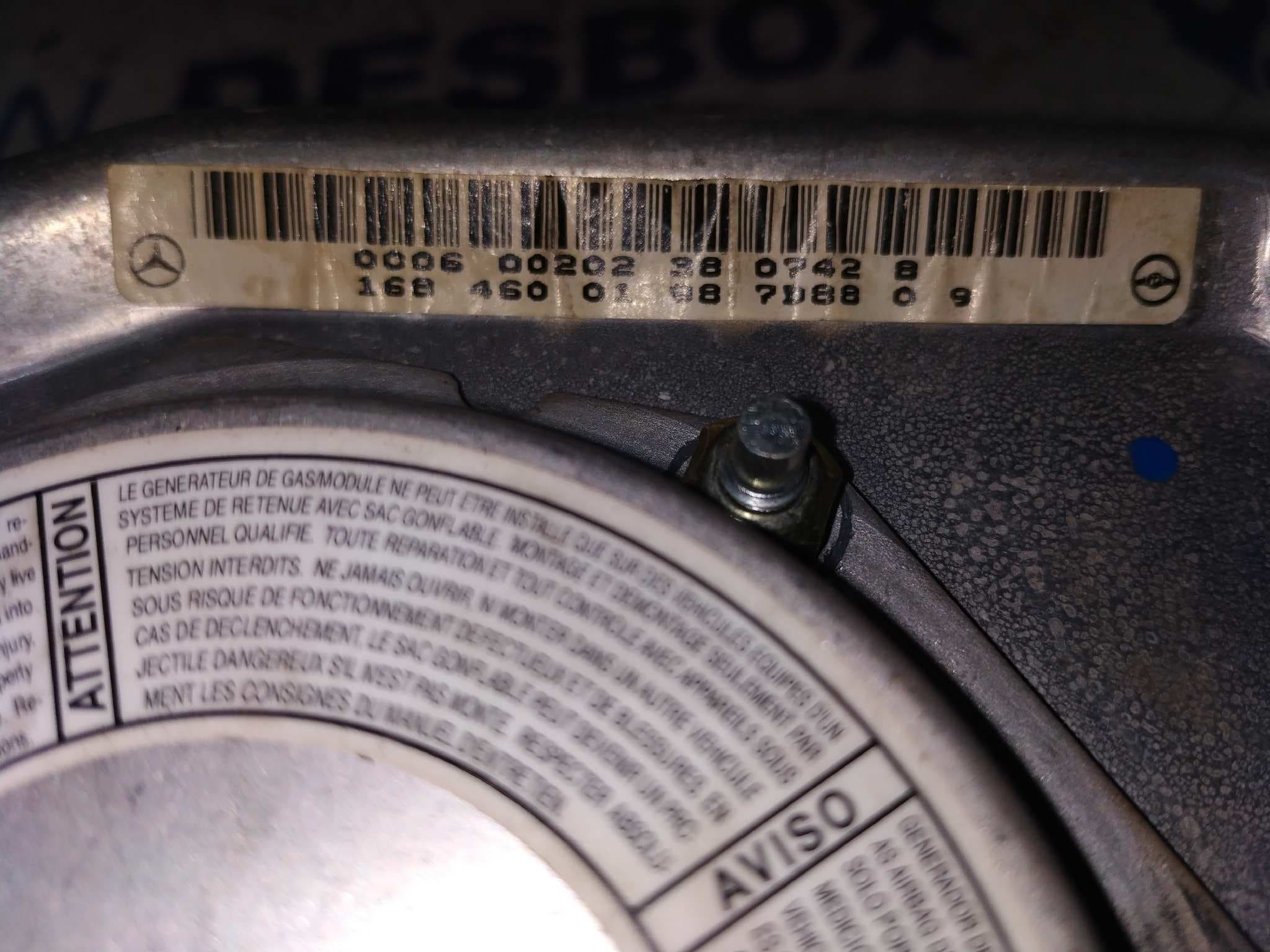 Recambio de AIRBAG DELANTERO IZQUIERDO para MERCEDES-BENZ CLASE A (W168) referencia OEM IAM 1684600198 2