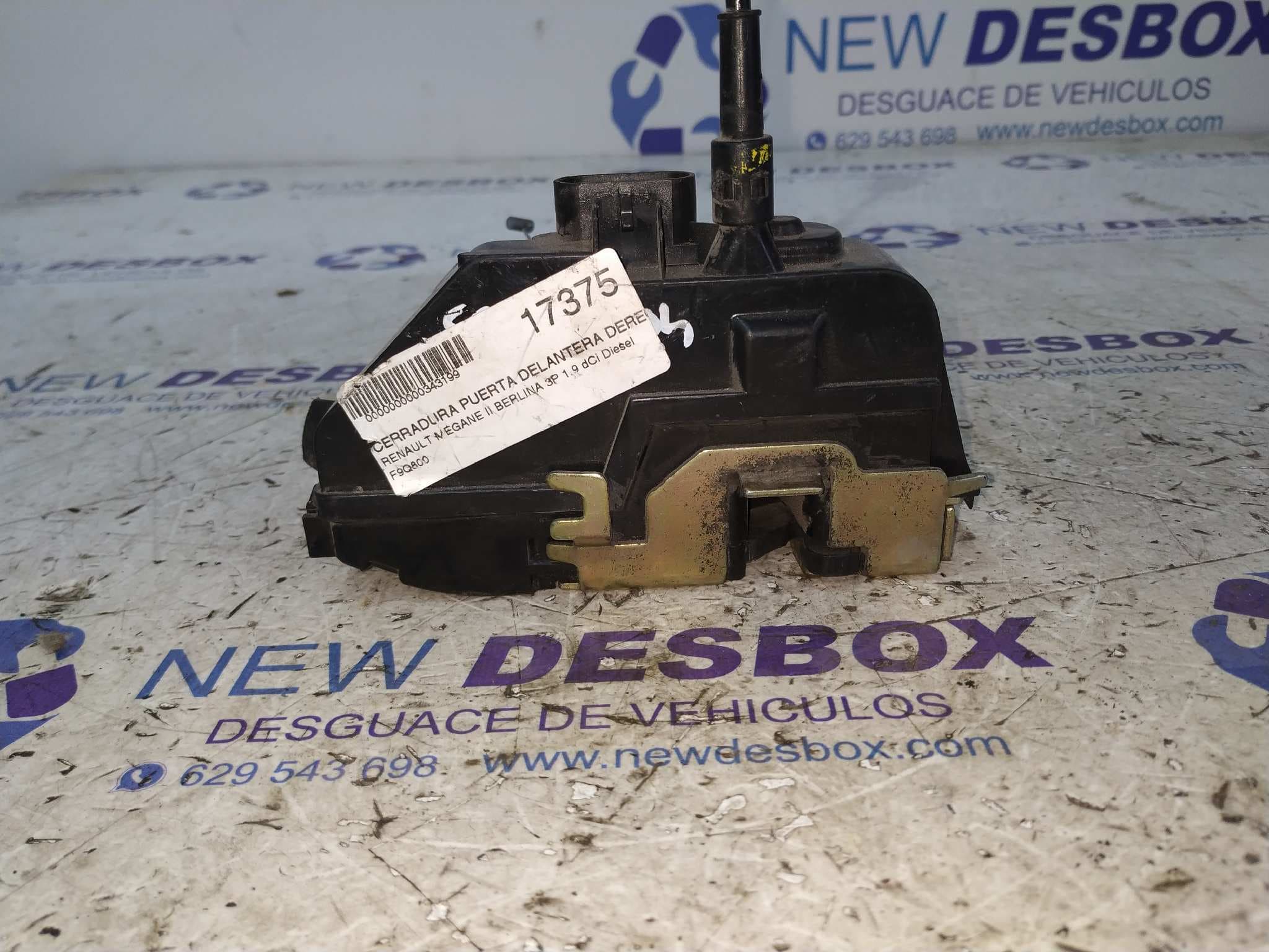 Recambio de CERRADURA PUERTA DELANTERA DERECHA para RENAULT MEGANE II BERLINA 3P 1.9 dCi Diesel F9Q800 referencia OEM IAM 8200086018   - NEGRE 2