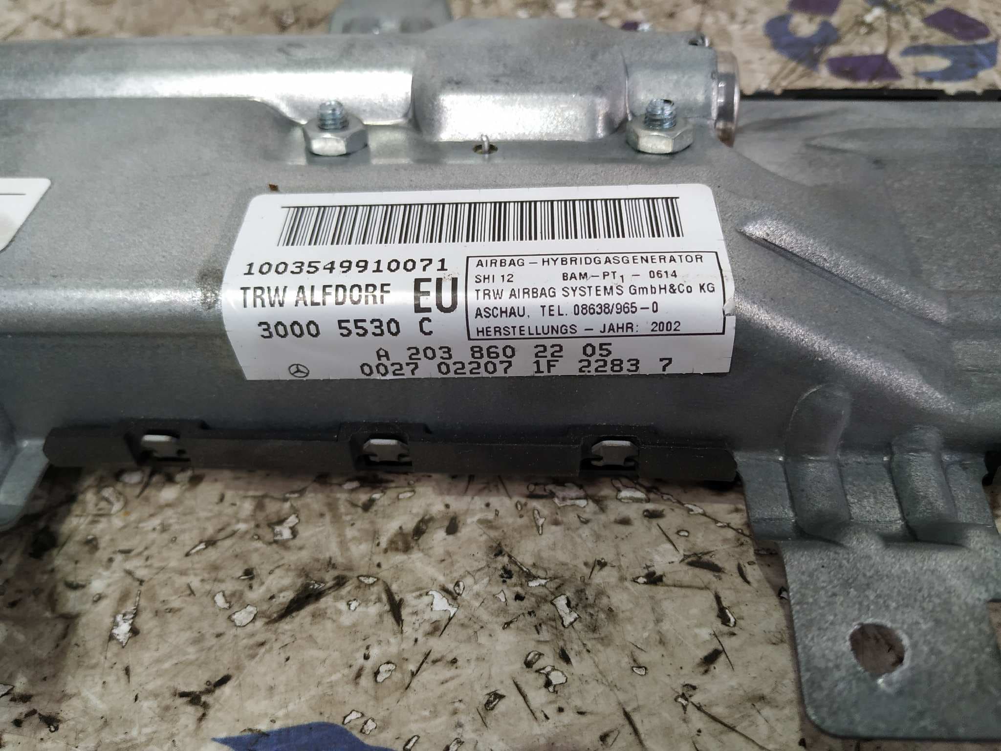 Recambio de AIRBAG LATERAL DELANTERO DERECHO para MERCEDES-BENZ CLASE C (W203) SPORTCOUPE 1.8 CAT M271946 referencia OEM IAM A2038602205   - GRIS 3