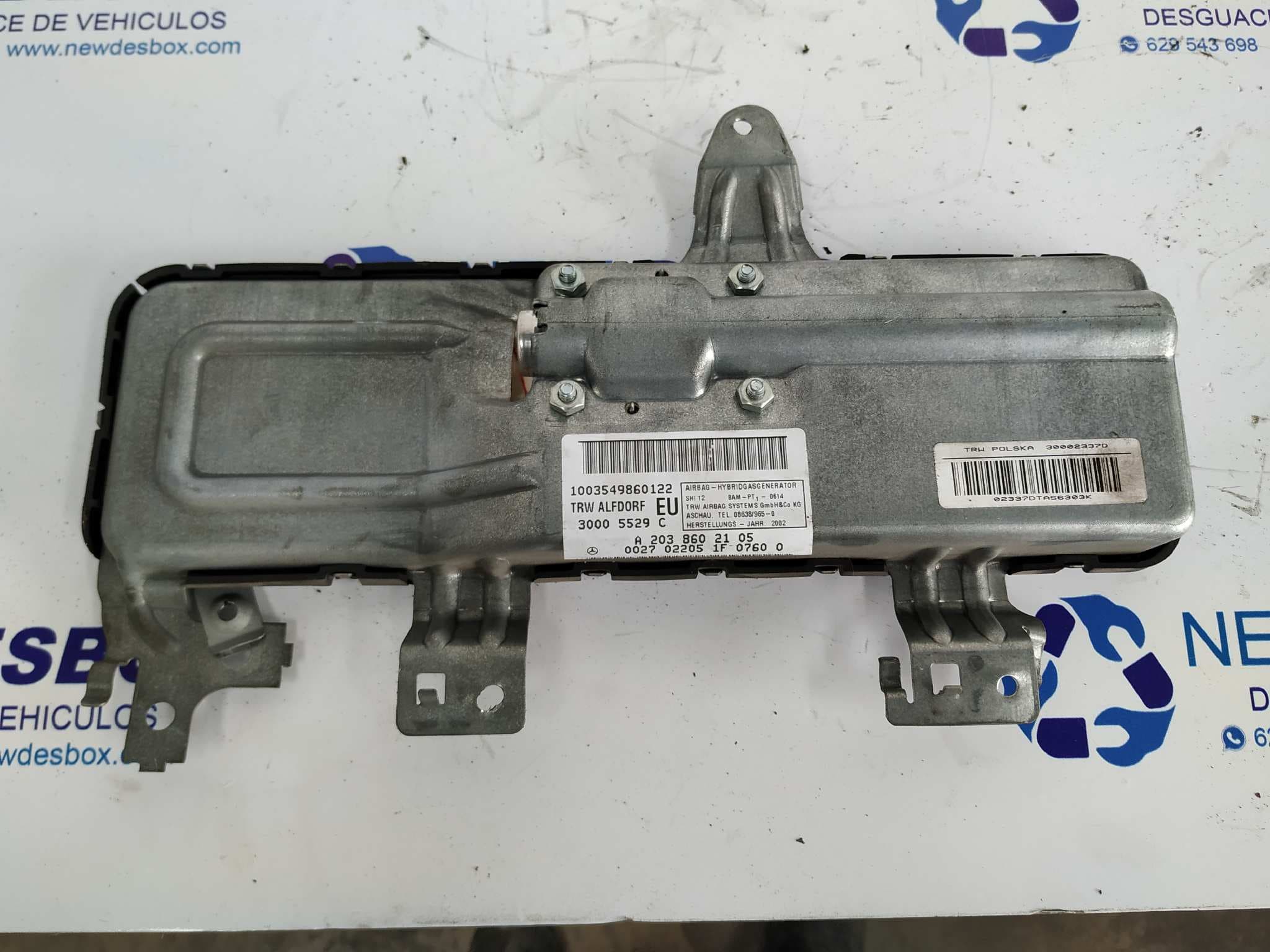 Recambio de AIRBAG LATERAL DELANTERO IZQUIERDO para MERCEDES-BENZ CLASE C (W203) SPORTCOUPE 1.8 CAT M271946 referencia OEM IAM A2038602105   - GRIS 4