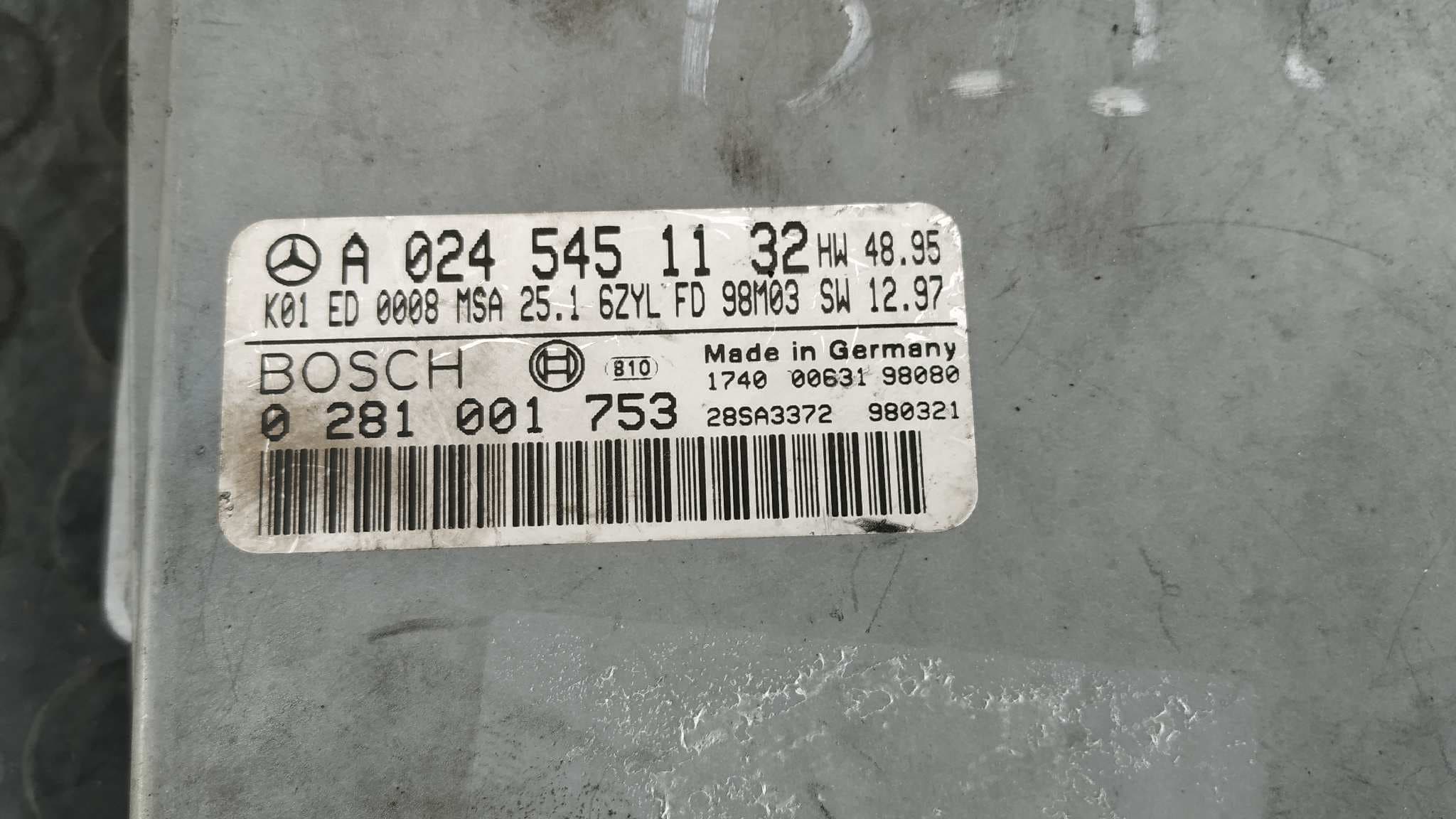 Recambio de CENTRALITA MOTOR UCE para MERCEDES-BENZ CLASE E (W210) BERLINA DIESEL 3.0 Turbodiesel CAT 606962 referencia OEM IAM A0245451132   - NEGRO 2