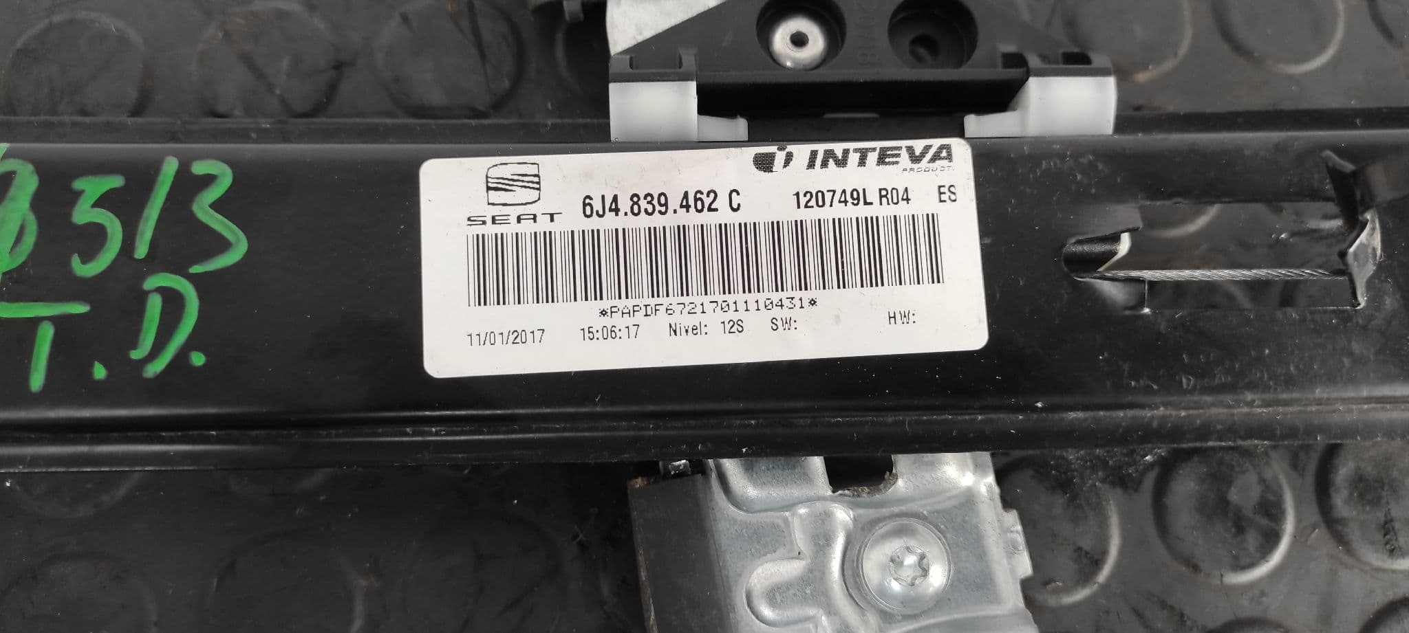 Recambio de ELEVALUNAS TRASERO DERECHO para SEAT IBIZA SC (6P5) FR Crono CUT referencia OEM IAM 6J4839462C   - BLANCO 3