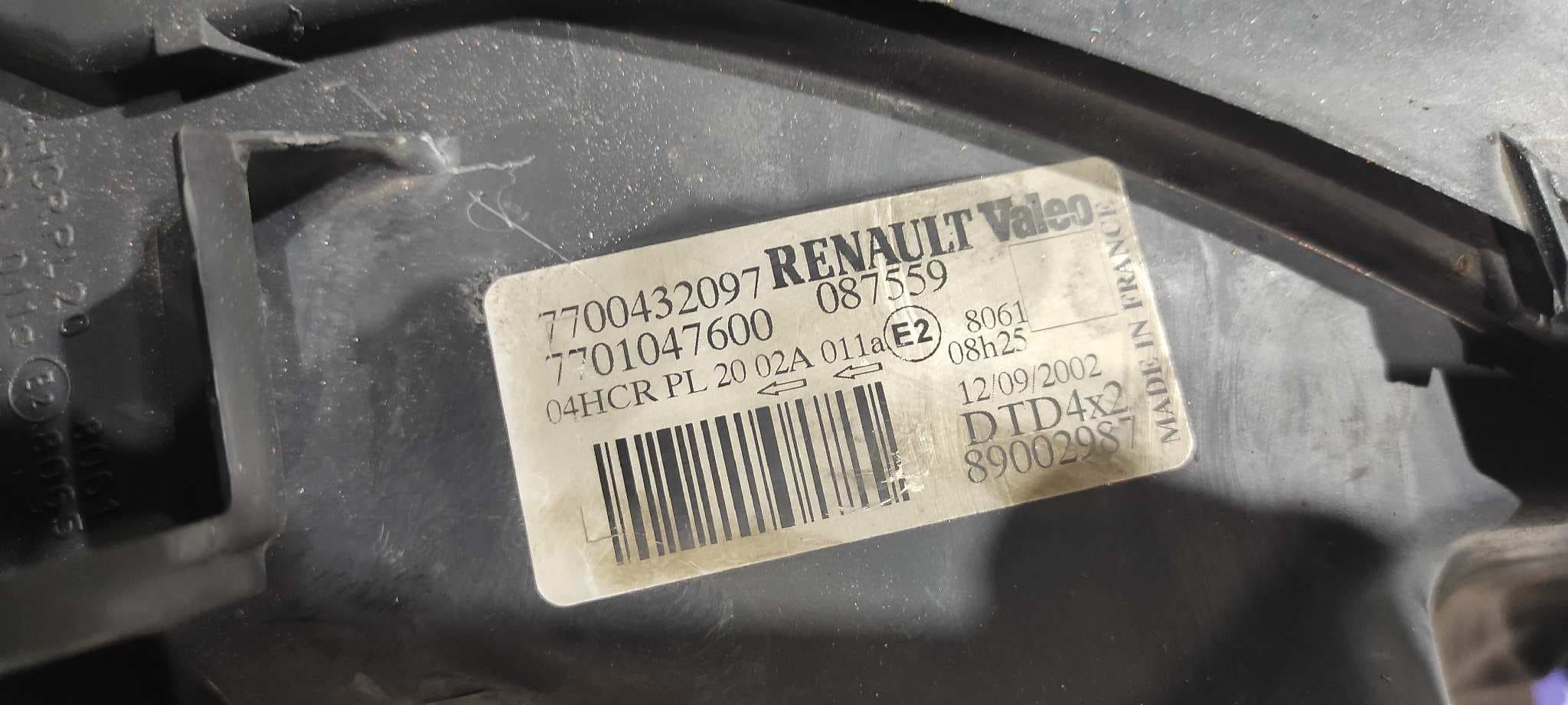 Recambio de FARO DERECHO para RENAULT SCENIC (JA..) 1.9 DCI Authentique F9Q Q7 referencia OEM IAM 7700432097   - BLANCO 5
