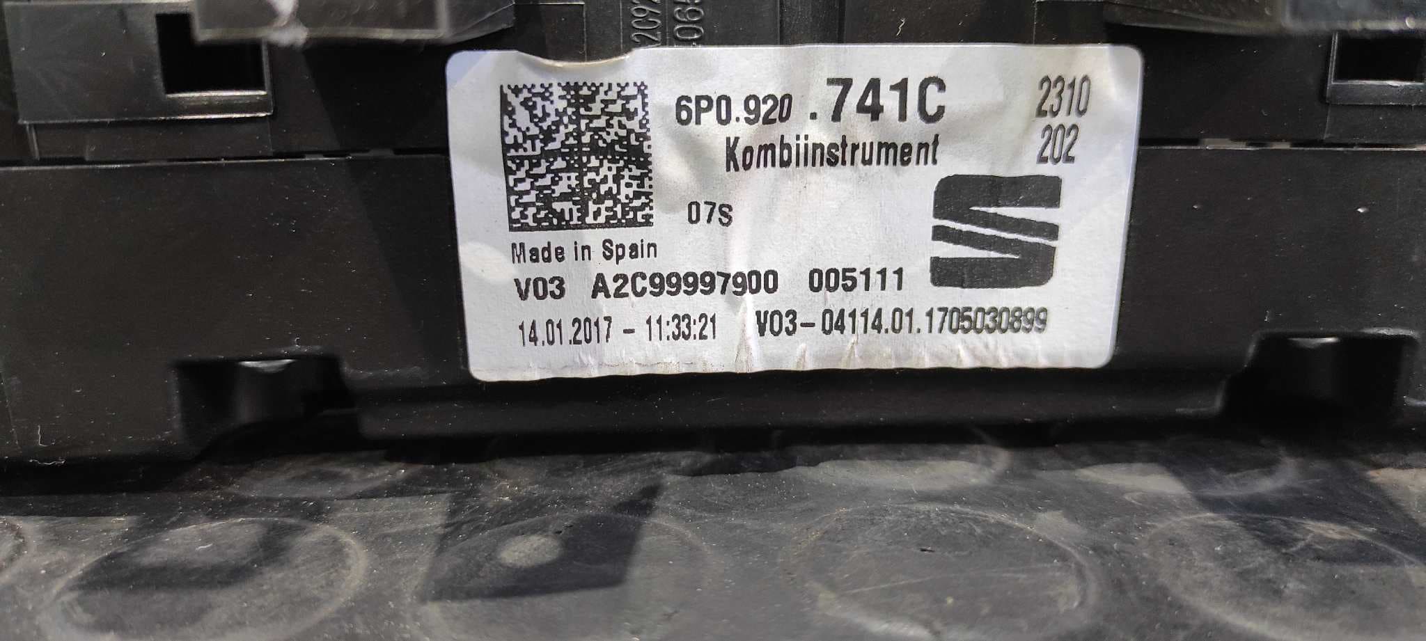 Recambio de CUADRO INSTRUMENTOS para SEAT IBIZA SC (6P5) FR Crono CUT referencia OEM IAM 6P0920741C   - BLANCO 5
