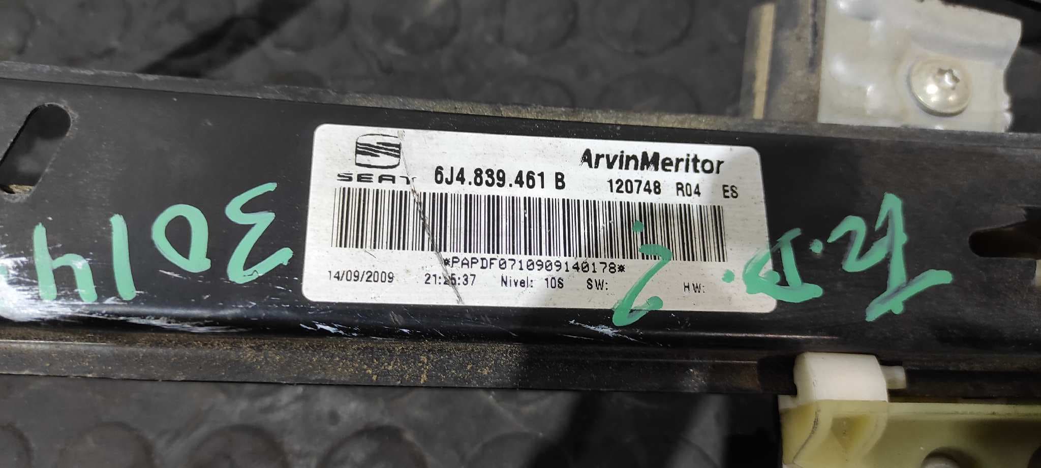 Recambio de ELEVALUNAS TRASERO IZQUIERDO para SEAT IBIZA SC (6J1) Ecomotive BMS referencia OEM IAM 6J4839461B   - BLANCO 4