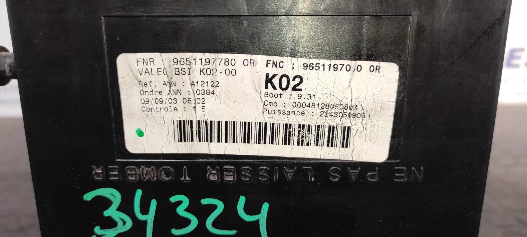 Recambio de CENTRALITA BSI para PEUGEOT 307 BREAK / SW (S1) RHYDW10TD referencia OEM IAM 9651197780   - GRANATE 10