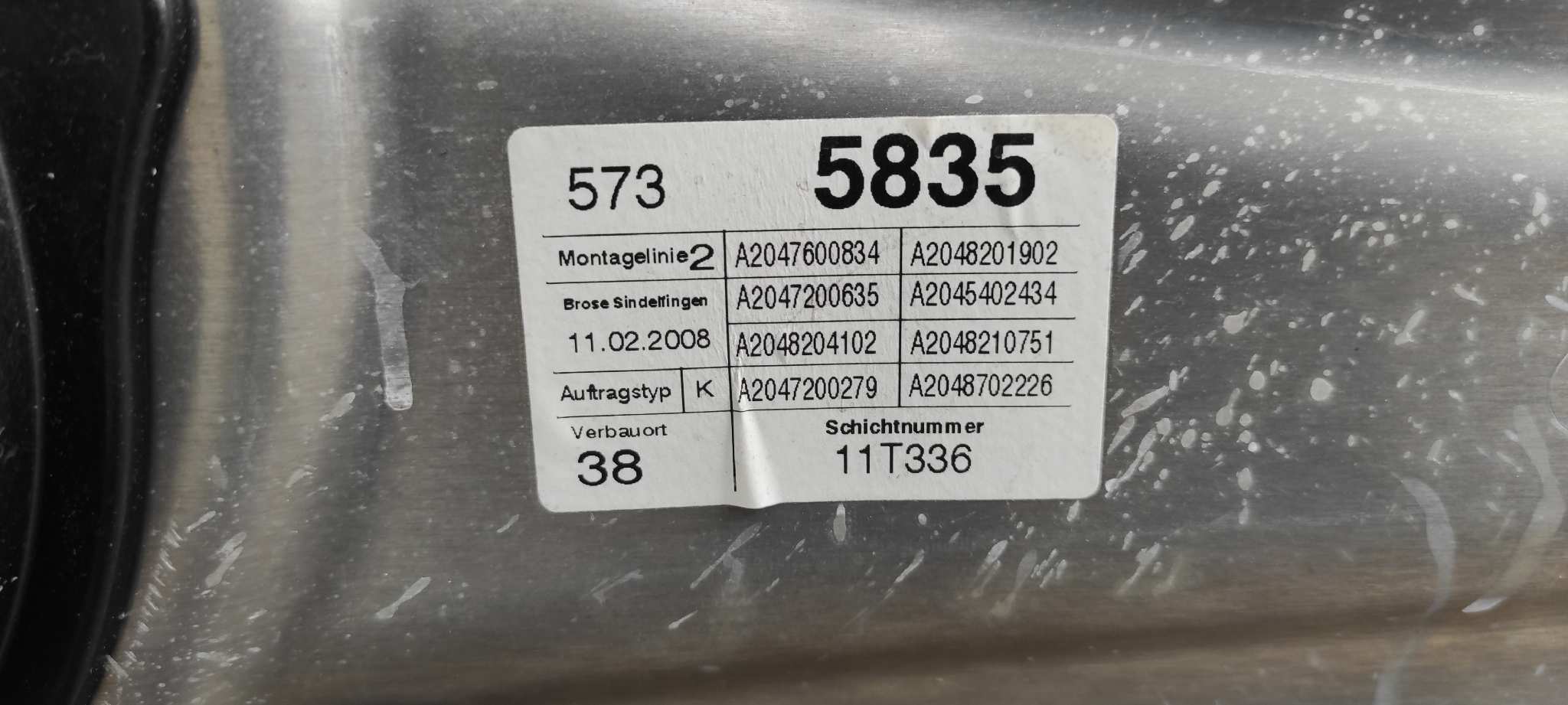 Recambio de ELEVALUNAS DELANTERO DERECHO para MERCEDES-BENZ CLASE C (W204) BERLINA OM646811 referencia OEM IAM A2047600834   - BLANCO 5