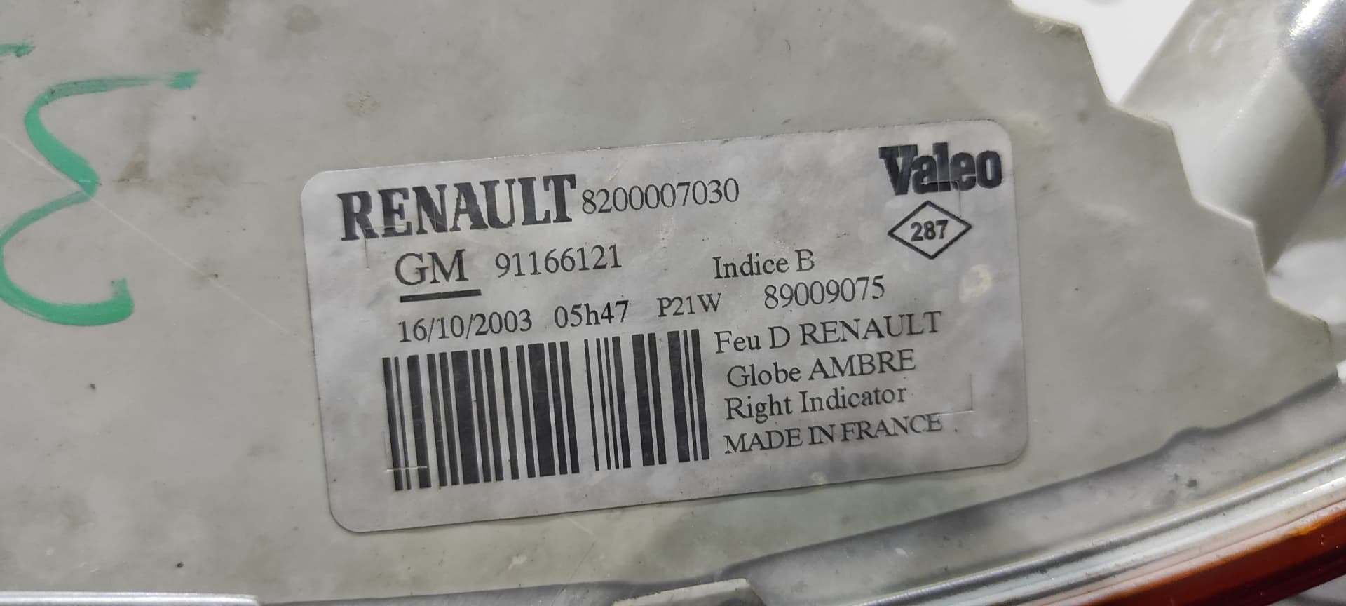 Recambio de PILOTO DELANTERO DERECHO para RENAULT TRAFIC CAJA CERRADA (AB 4.01) Doble cabina L1H1  2,7t F9QU7 referencia OEM IAM 8200007030   - BLANCO 7