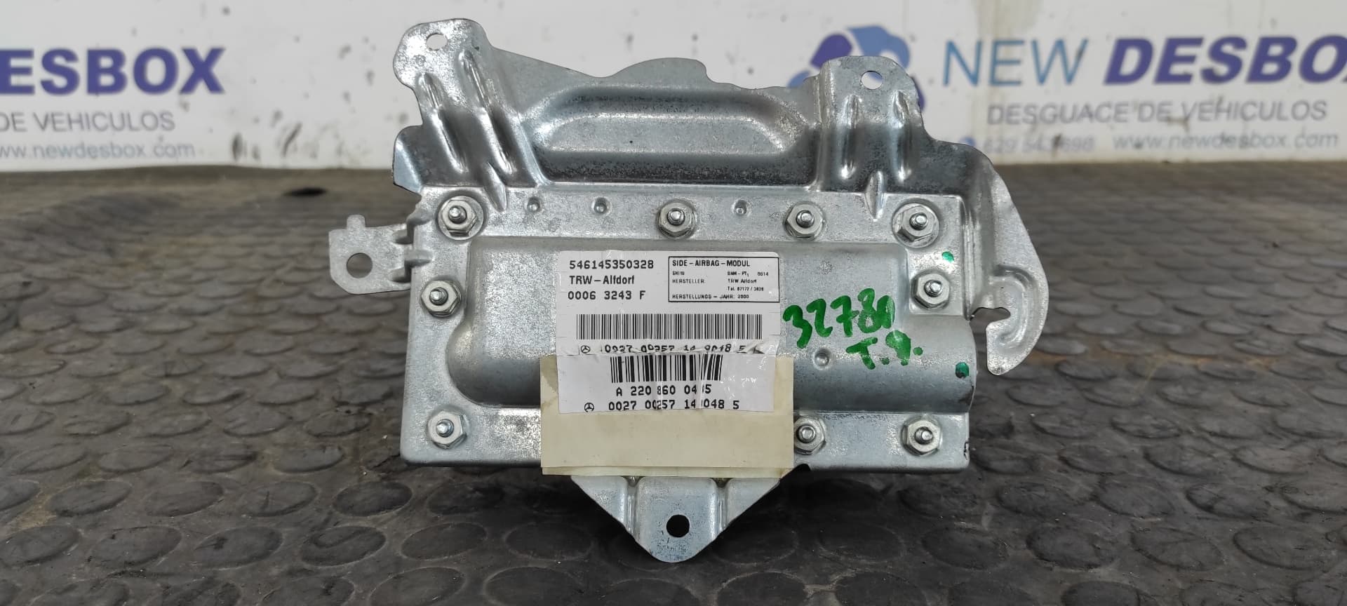 Recambio de AIRBAG LATERAL TRASERO DERECHO para MERCEDES-BENZ CLASE S (W220) BERLINA 320 CDI (220.026) 613960 referencia OEM IAM A2208600405   - AZUL