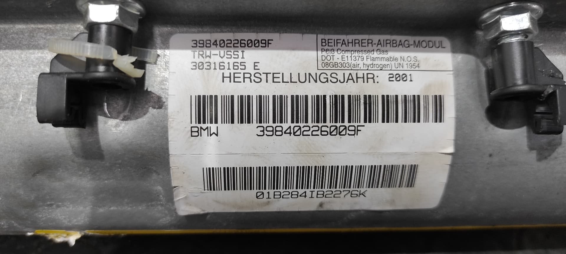 Recambio de AIRBAG DELANTERO DERECHO para BMW X5 (E53) M54306S3 referencia OEM IAM 39840226009F   - NEGRO 3