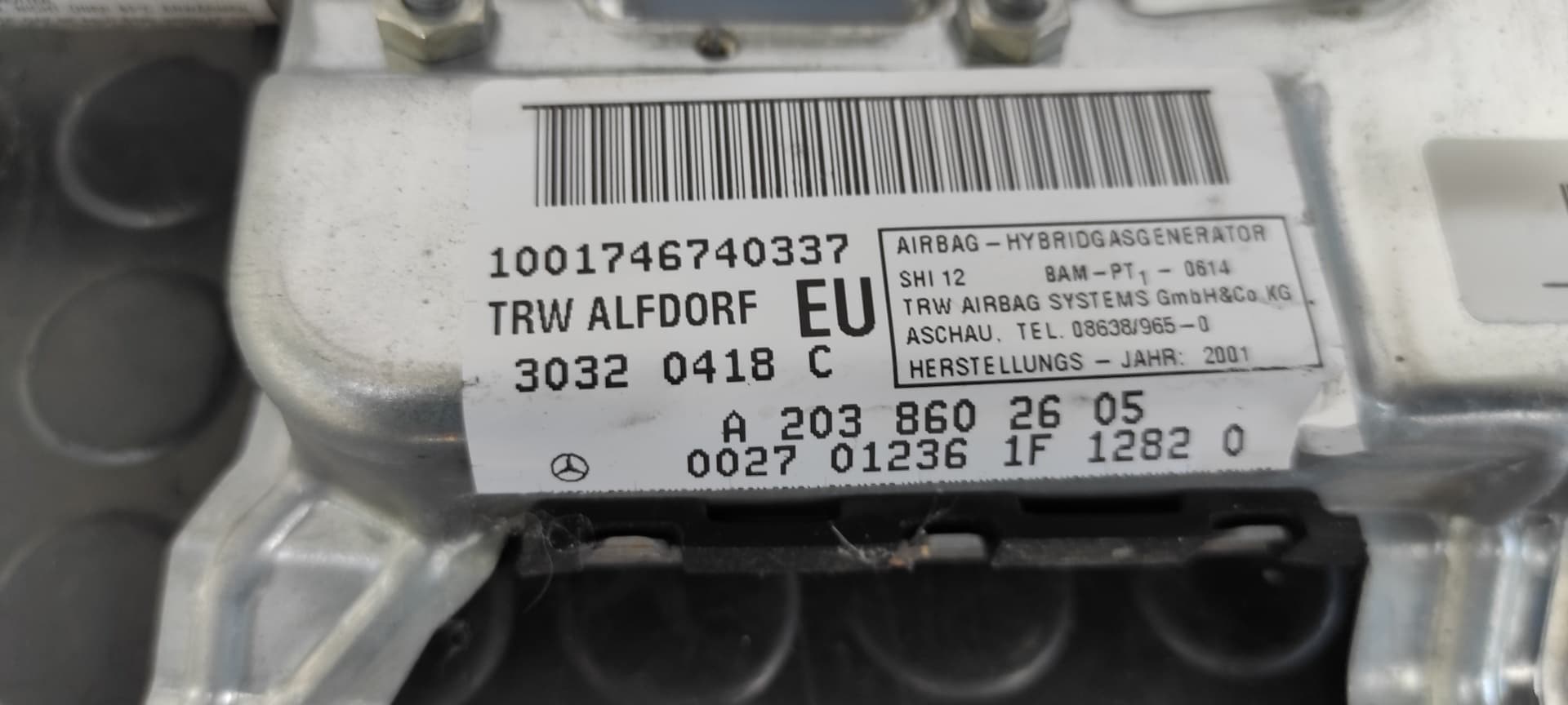 Recambio de AIRBAG LATERAL DELANTERO DERECHO para MERCEDES-BENZ CLASE C (W203) BERLINA 2.7 CDI 20V CAT OM612962 referencia OEM IAM A2038602605   - PLATA 4