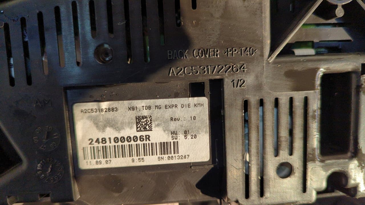 Recambio de CUADRO INSTRUMENTOS para RENAULT LAGUNA III Authentique M9RG7 referencia OEM IAM 248100006R   - NEGRO 5
