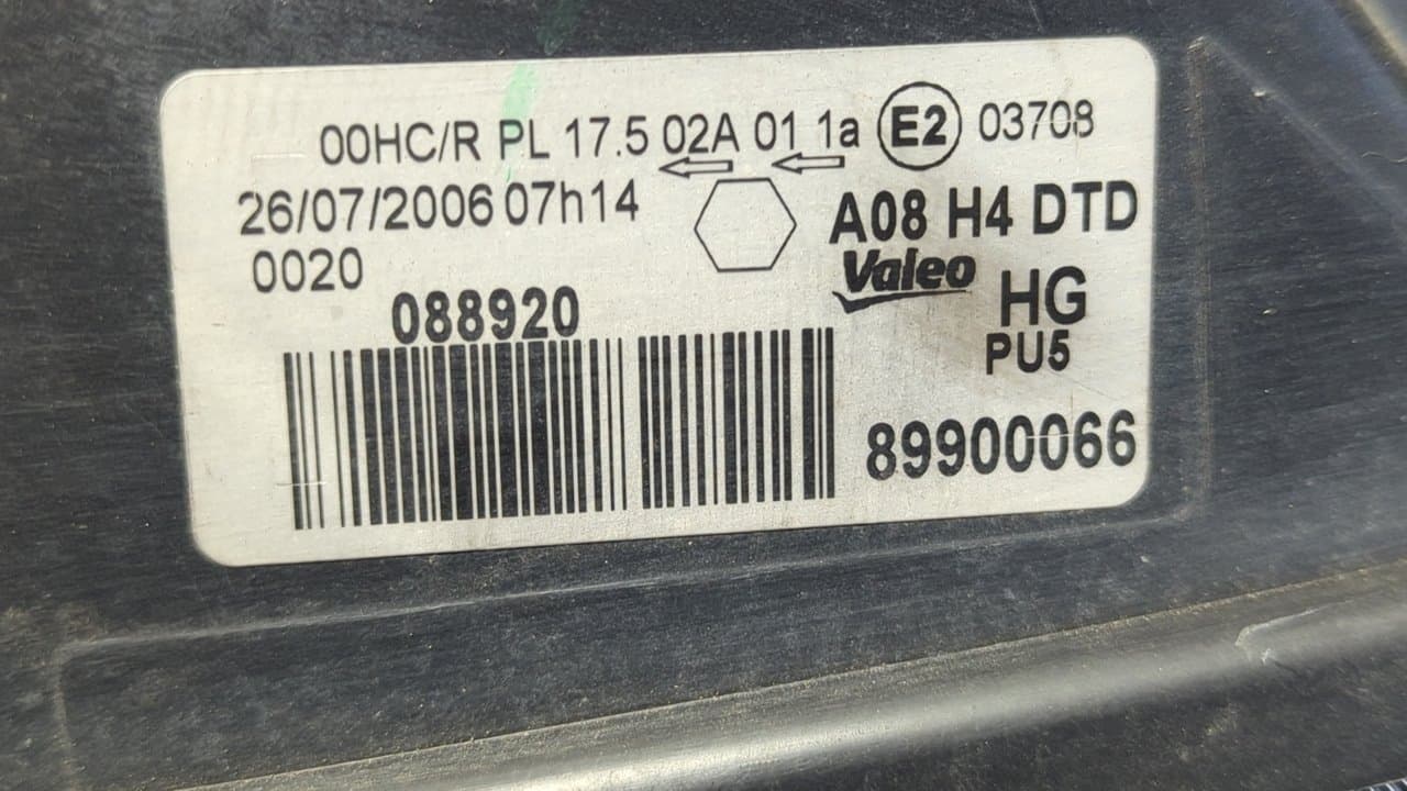 Recambio de FARO DERECHO para PEUGEOT 1007 Dolce NFU referencia OEM IAM 89900066 - GRIS 7