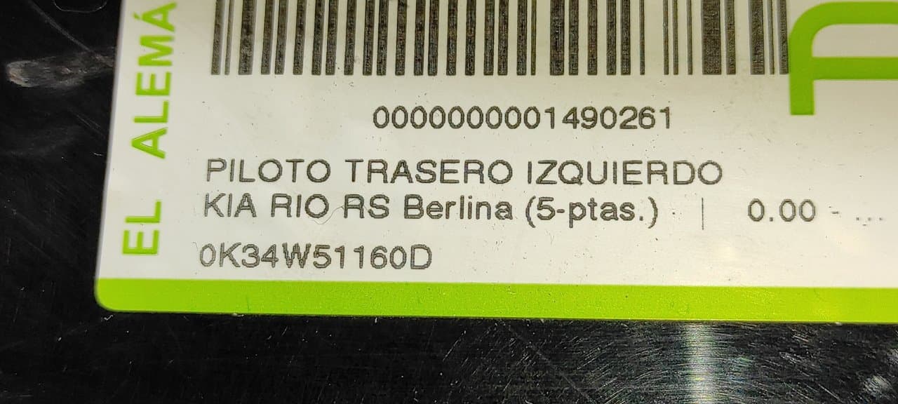Recambio de PILOTO TRASERO IZQUIERDO para KIA RIO LS Berlina A5D referencia OEM IAM 0K34W51160D - GRIS 4
