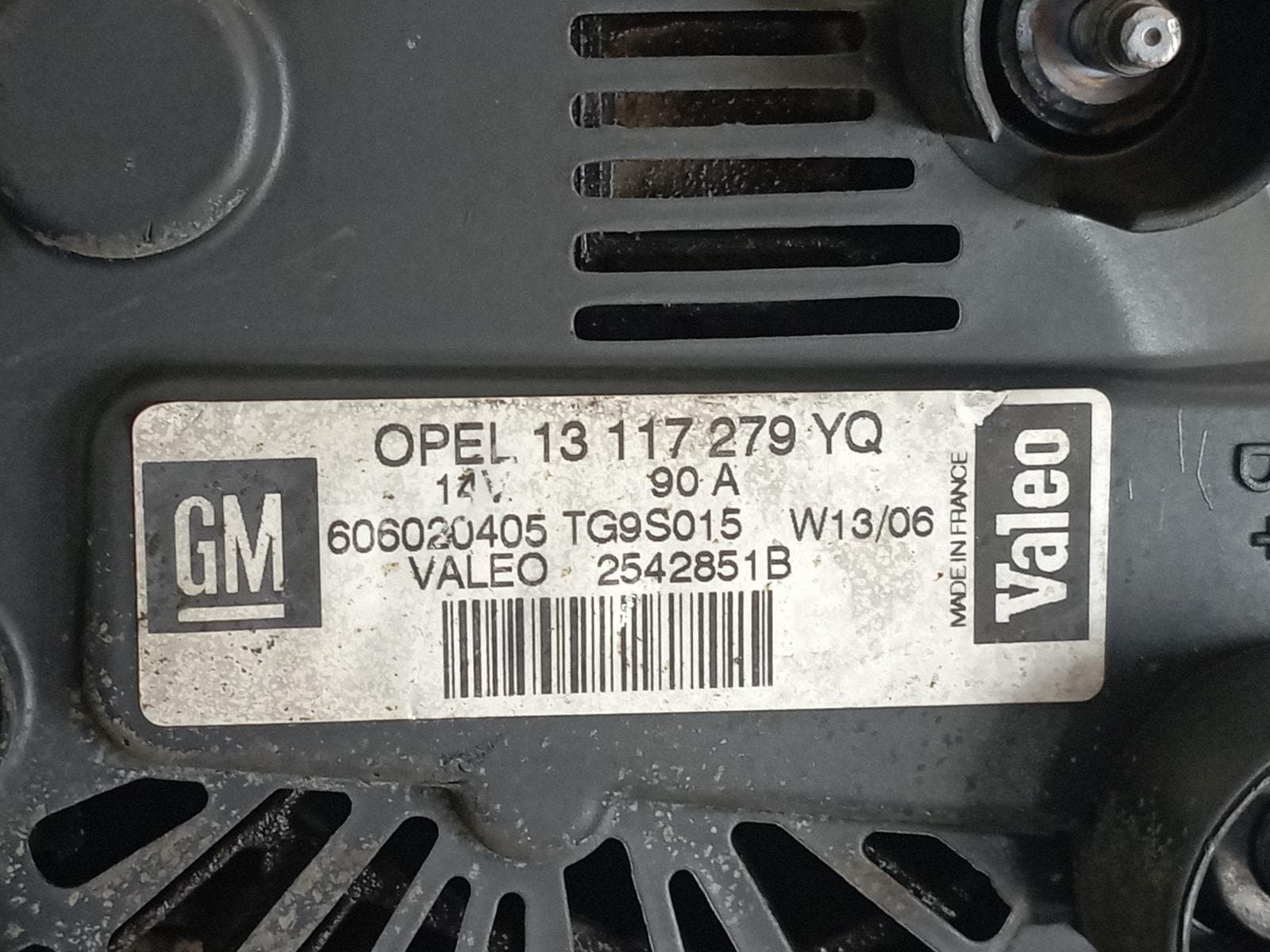 Recambio de ALTERNADOR para OPEL CORSA C 1.3 CDTI Z13DTJ referencia OEM IAM 13117279YQ - BLANCO 4