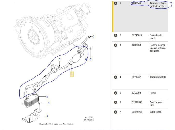 Recambio de tubo para jaguar xe (x760) 2.0 d referencia OEM IAM GX737R081BB T2H3546 6
