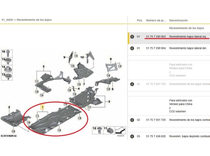Recambio de cubrecarter para bmw 1 (f40) 118 i referencia OEM IAM 51757290803 51757290803 3