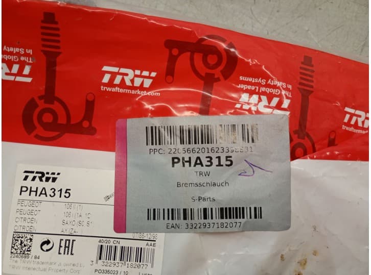 Recambio de tubo para citroën saxo (s0, s1) 1.1 x, sx referencia OEM IAM PHA315  PHA315 TRW 3