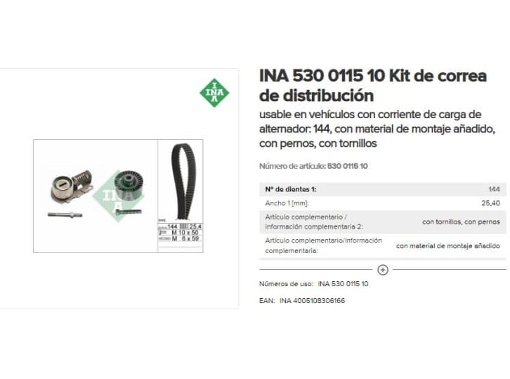 Recambio de kit distribucion para peugeot 605 referencia OEM IAM 530011510 4