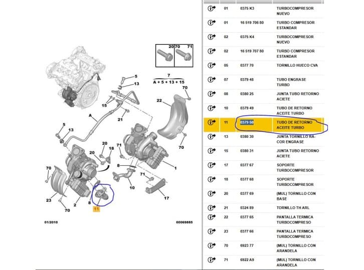 Recambio de tubo para citroën c6 (td_) 2.7 hdi referencia OEM IAM 4U3Q6K677DA 037950 6