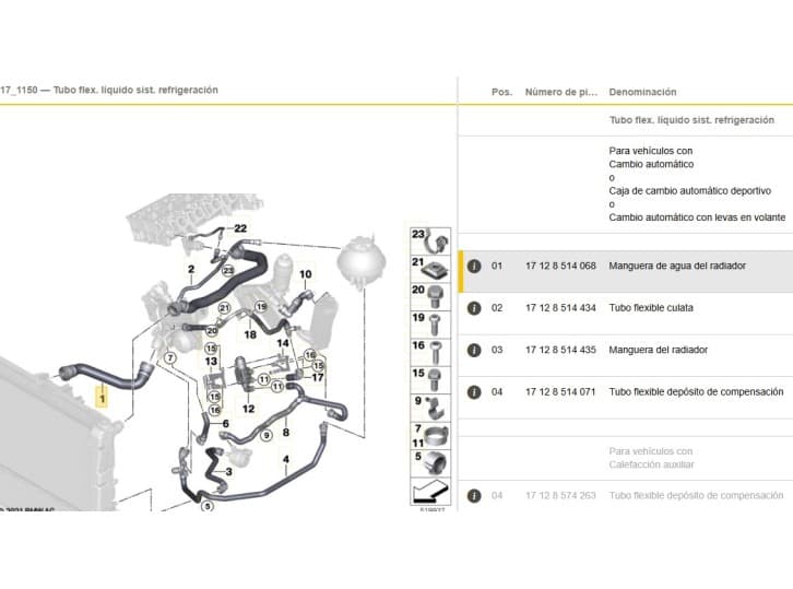 Recambio de tubo para bmw x4 (f26) xdrive 20 d referencia OEM IAM 17128514068 17128514068 6