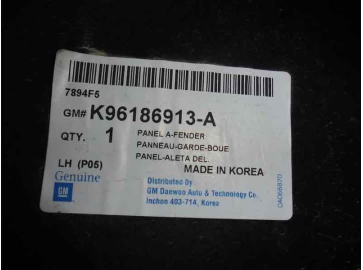 Recambio de aleta delantera izquierda para daewoo aranos 1.8 referencia OEM IAM  GRANATE 3