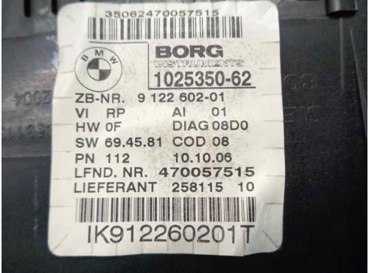 Recambio de cuadro instrumentos para bmw 3 (e90) 320 d referencia OEM IAM 9122602 4
