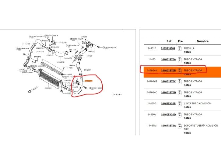 Recambio de tubo para infiniti ex 30d referencia OEM IAM 144601BY0B 144601BY0B 5