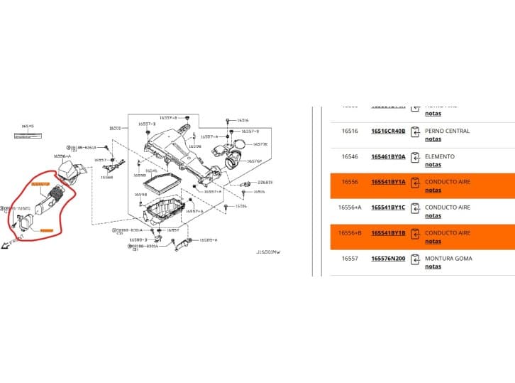 Recambio de tubo para infiniti ex 30d referencia OEM IAM 165541BY1A 165541BY1A 4