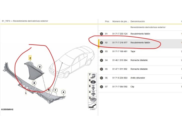 Recambio de torpedo para bmw 5 (f10) 530 d referencia OEM IAM 51717216977 51717216977 5