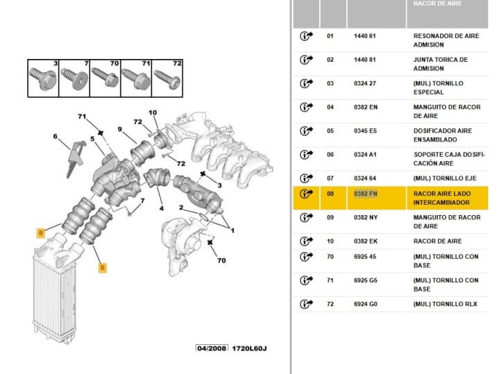 Recambio de tubo para citroën c4 coupé (la_) 1.6 hdi referencia OEM IAM 0382FN 0382FN 4