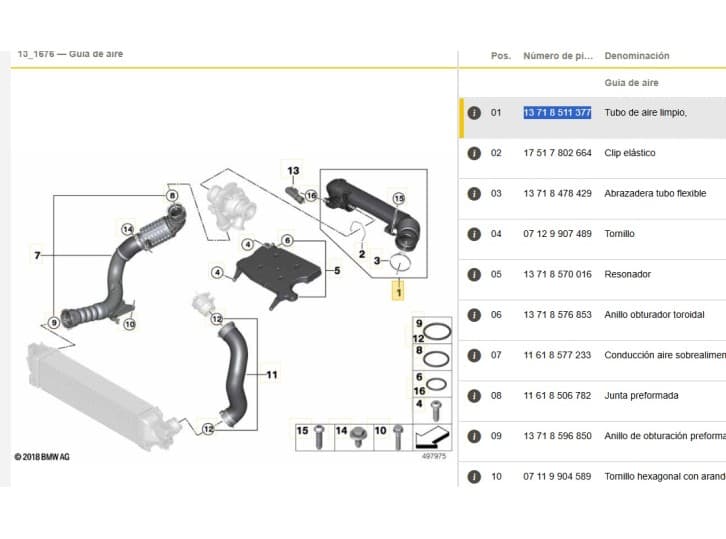 Recambio de tubo para bmw x1 (f48) sdrive 18 d referencia OEM IAM 13718511377 13718511377 5