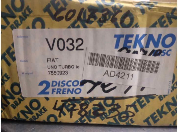 Recambio de disco freno delantero para fiat uno (146) referencia OEM IAM 7550923 4