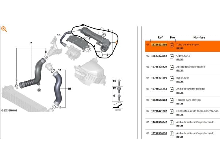 Recambio de tubo para bmw x2 (f39) sdrive 18 d referencia OEM IAM 13718471994 13718471994 2