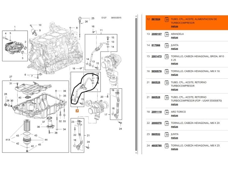Recambio de tubo para opel astra k (b16) 1.6 cdti (68) referencia OEM IAM 55485521 861024 5